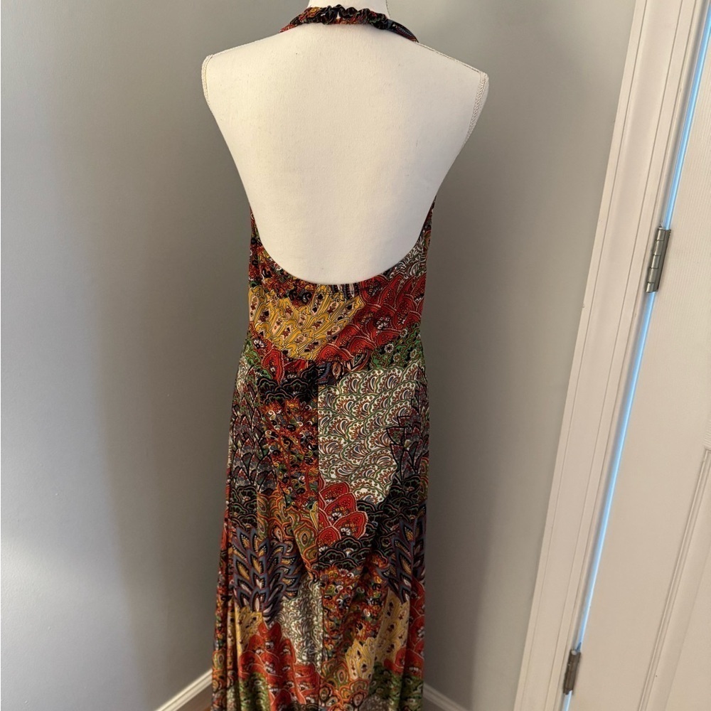 Beautiful EUC 5th& Love Halter Top Maxi Dress SZ XL Silky & colorful BOHO - Picture 5 of 13